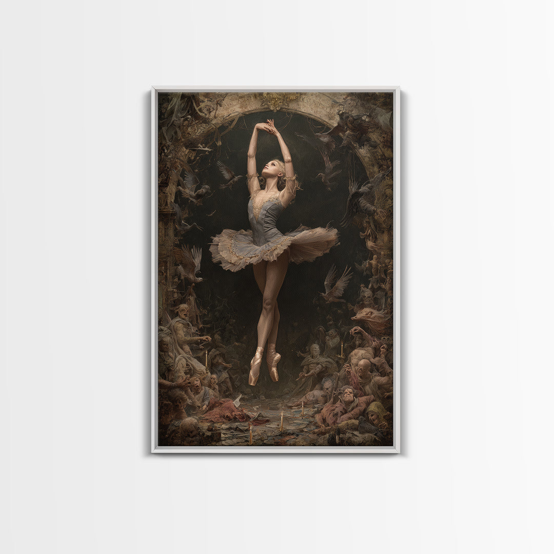 The Phantom Ballerina, Gothic Nightmare Art, Vertical Wall Art, Dark Fantasy Wall Art, Framed Canvas Print, Halloween Wall Art