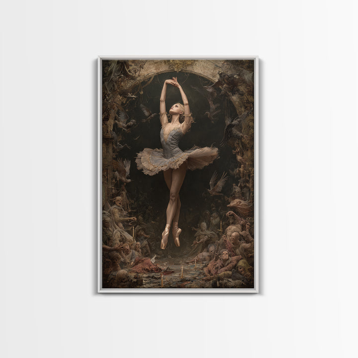 The Phantom Ballerina, Gothic Nightmare Art, Vertical Wall Art, Dark Fantasy Wall Art, Framed Canvas Print, Halloween Wall Art