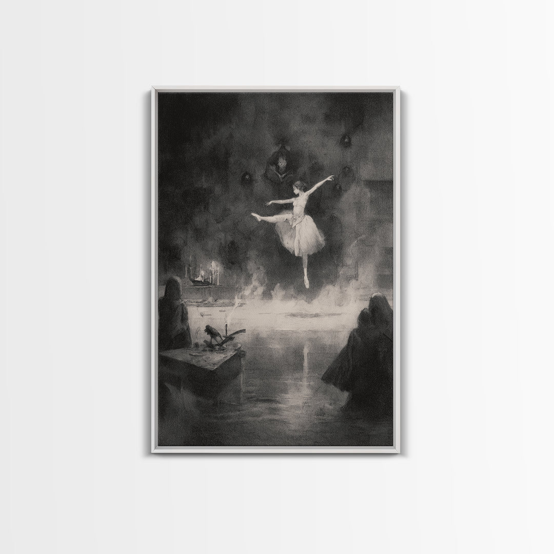 The Phantom Ballerina, Symbolist Dream Art, Vertical Wall Art, Gothic Horror Wall Art, Framed Canvas Print, Halloween Wall Art