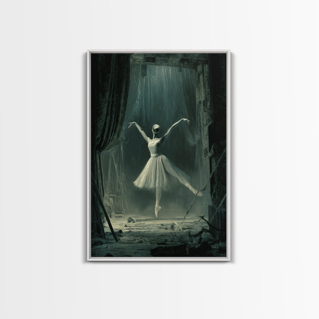 The Phantom Ballerina, Expressionist Gothic Art, Vertical Wall Art, Gothic Horror Wall Art, Framed Canvas Print, Halloween Wall Art