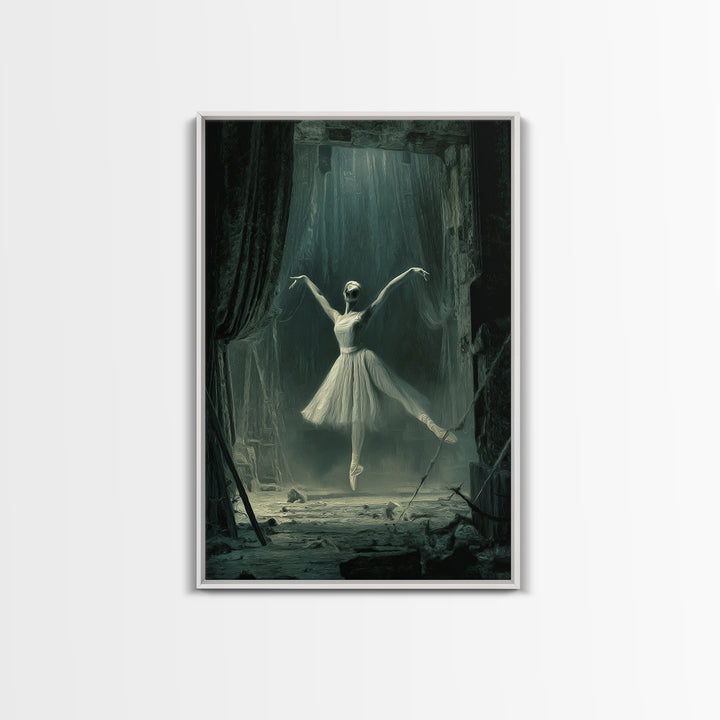 The Phantom Ballerina, Expressionist Gothic Art, Vertical Wall Art, Gothic Horror Wall Art, Framed Canvas Print, Halloween Wall Art