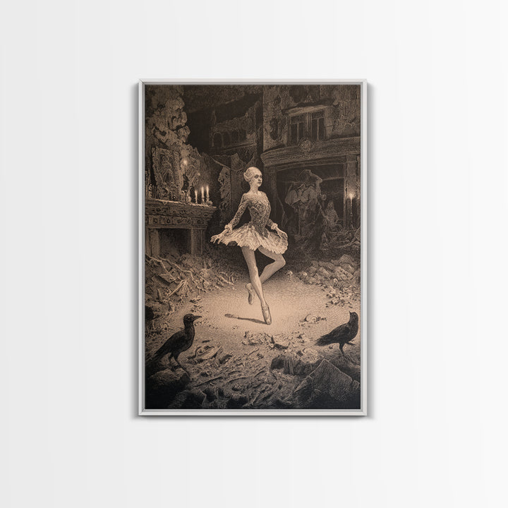 The Phantom Ballerina, Victorian Macabre Art, Vertical Wall Art, Macabre Wall Art, Canvas Print, Halloween Wall Art, Horror Wall Art