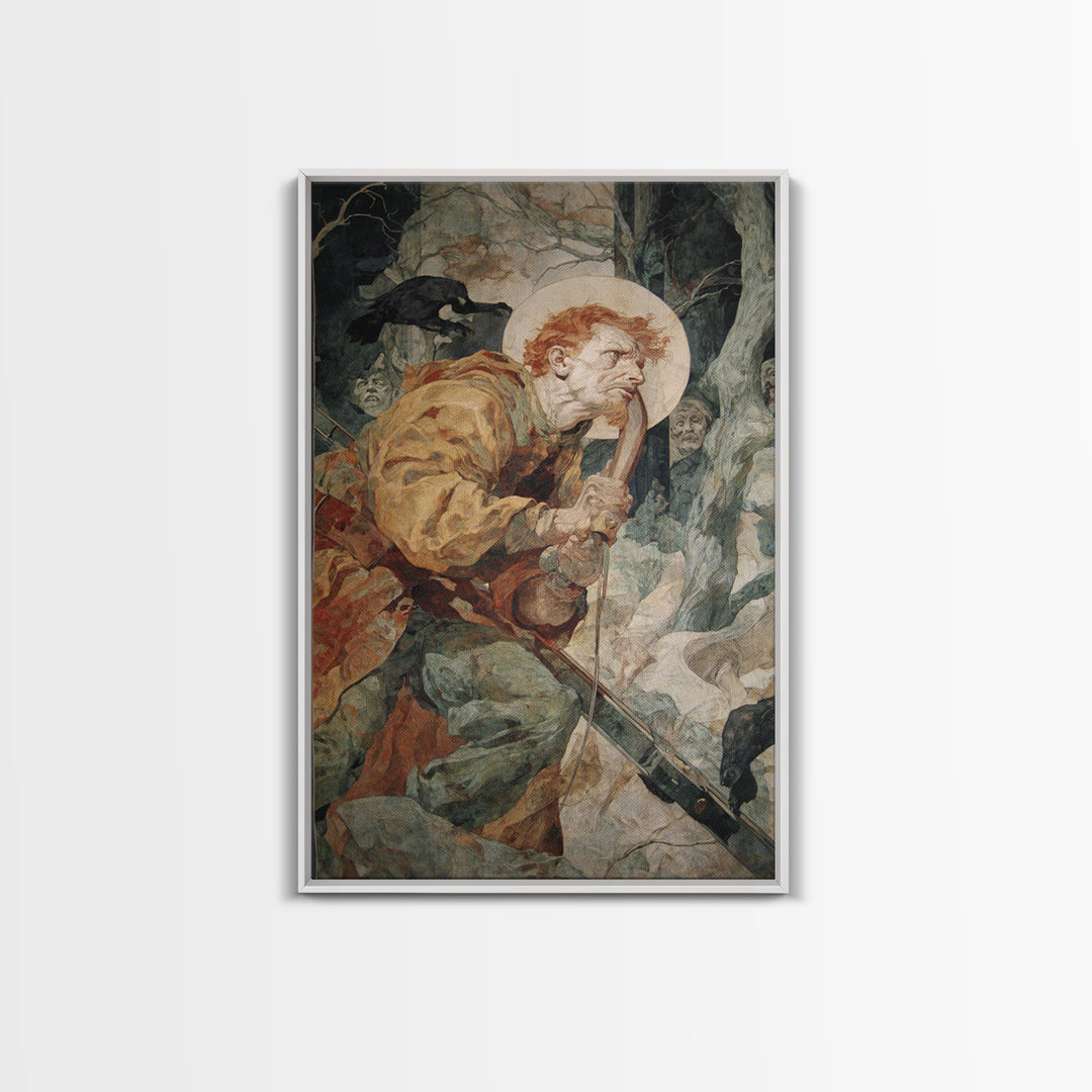 The Ghost Of The Witch Hunter, Dark Renaissance Art, Vertical Wall Art, Gothic Horror Wall Art, Canvas Print, Halloween Wall Art