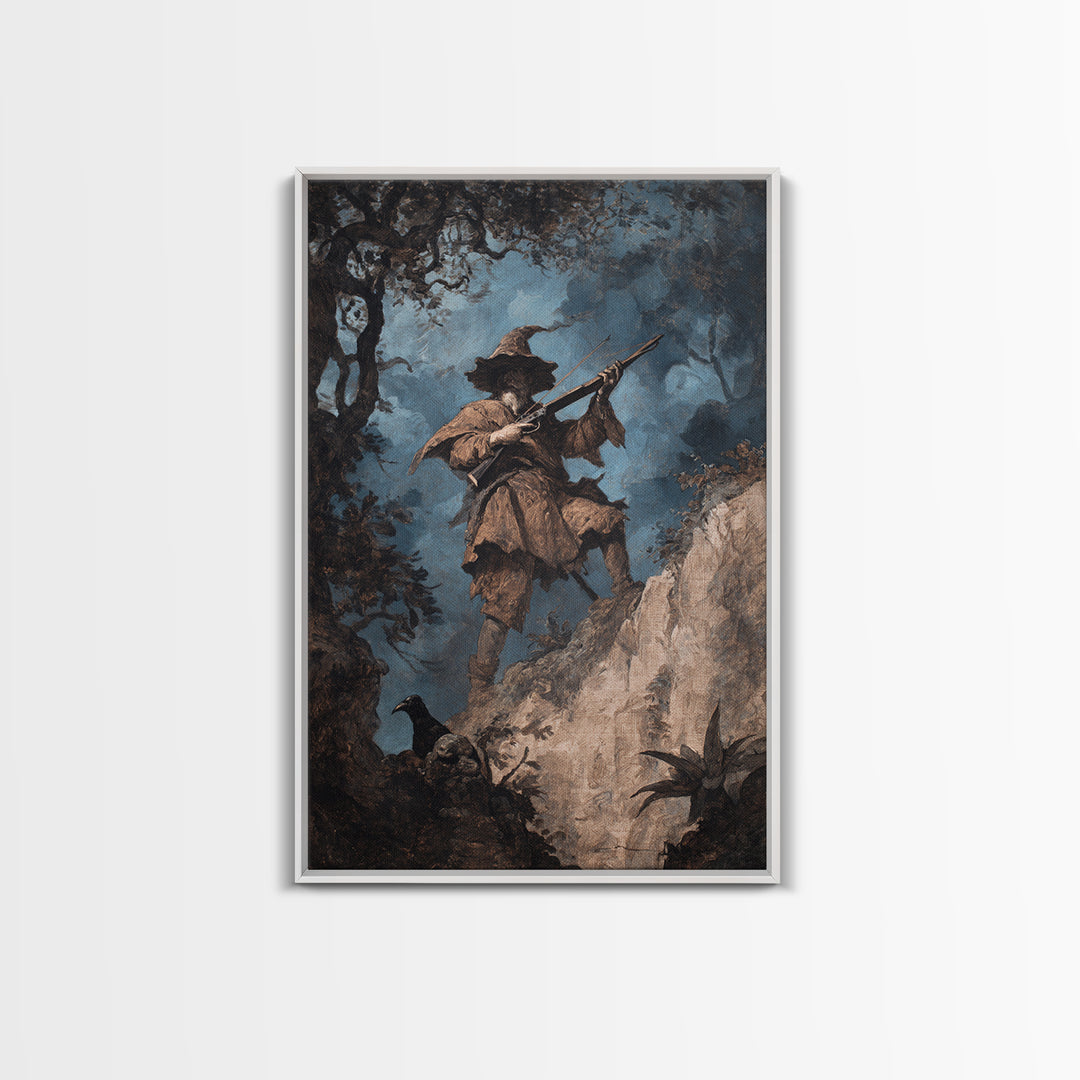 The Ghost Of The Witch Hunter, Baroque Witchcraft Art, Vertical Wall Art, Gothic Horror Wall Art, Canvas Print, Halloween Wall Art