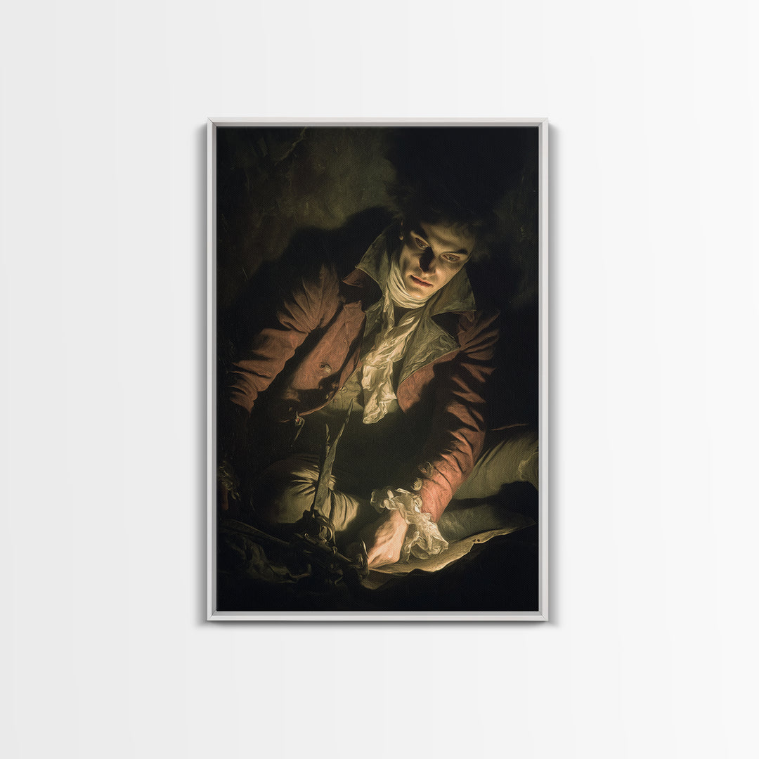 The Ghost Of The Witch Hunter, Gothic Nightmare Art, Vertical Wall Art, Dark Halloween Decor, Framed Canvas Print, Halloween Wall Art