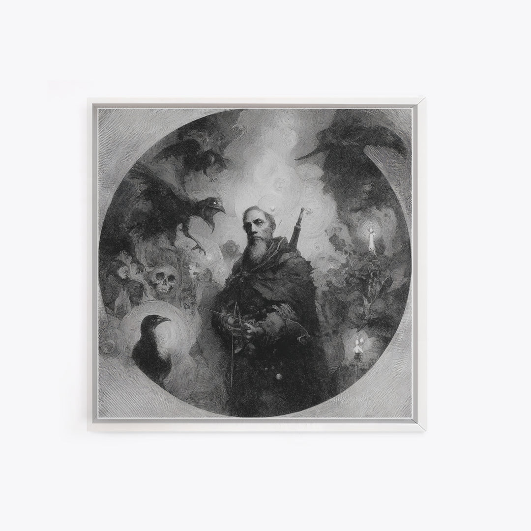 The Ghost Of The Witch Hunter, Symbolist Dream Art, Square Wall Art, Macabre Wall Art, Canvas Print, Halloween Wall Art