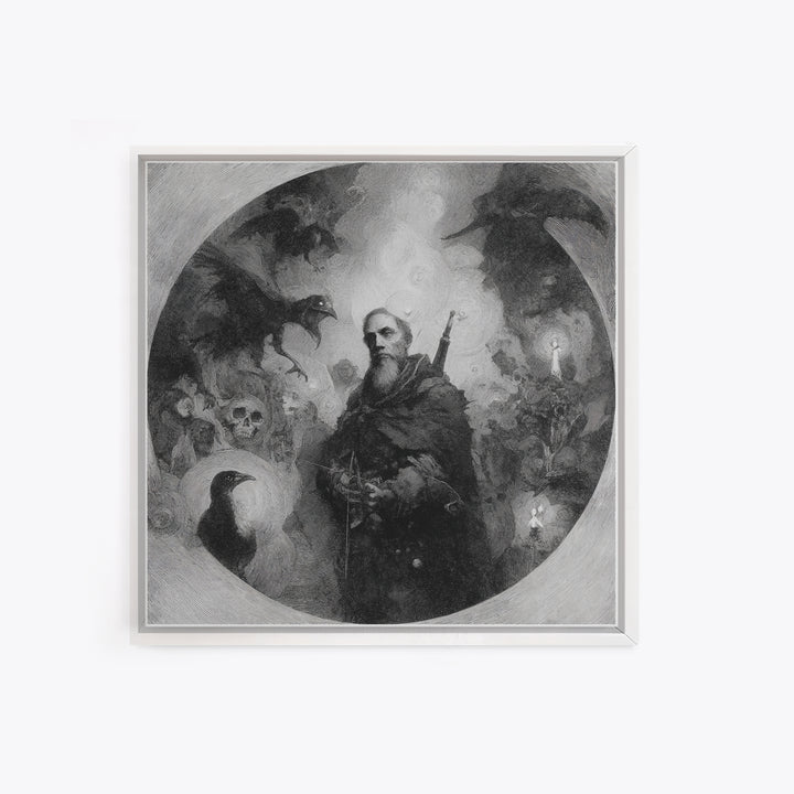 The Ghost Of The Witch Hunter, Symbolist Dream Art, Square Wall Art, Macabre Wall Art, Canvas Print, Halloween Wall Art