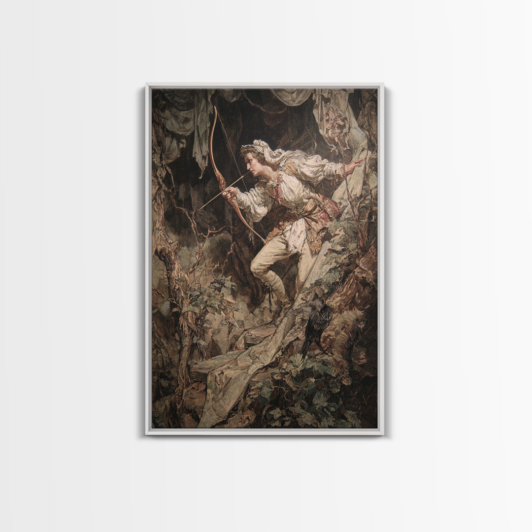 The Ghost Of The Witch Hunter, Ornate Symbolist Art, Vertical Wall Art, Macabre Wall Art, Framed Canvas Print, Halloween Wall Art