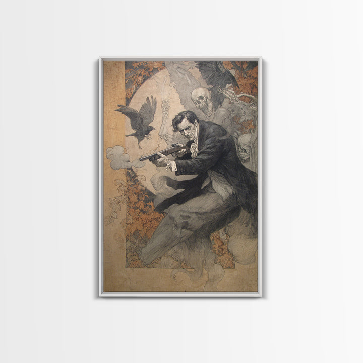The Ghost Of The Witch Hunter, Decadent Gothic Art, Vertical Wall Art, Gothic Horror Wall Art, Framed Canvas Print