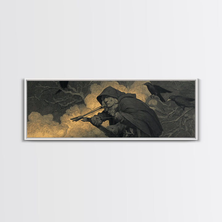 The Ghost Of The Witch Hunter, Expressionist Nightmare Art, Extra Wide Wall Art, Dark Fantasy Wall Art, Framed Canvas Print