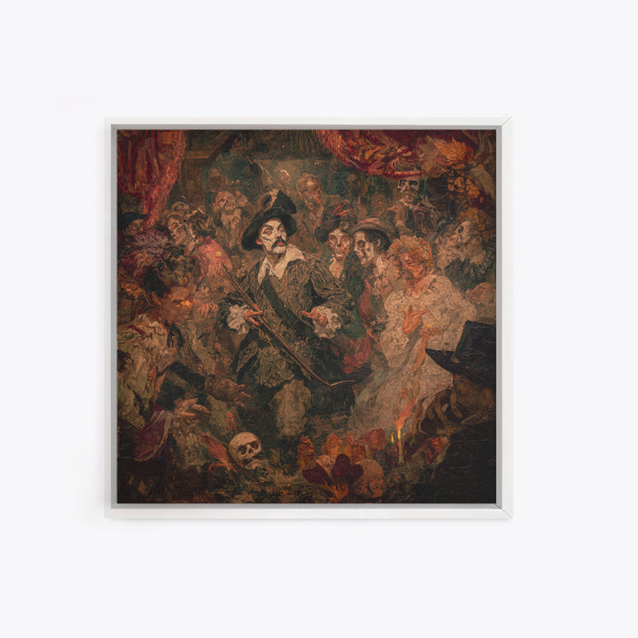 The Ghost Of The Witch Hunter, Grotesque Carnival Art, Square Wall Art, Dark Fantasy Wall Art, Canvas Print, Halloween Wall Art