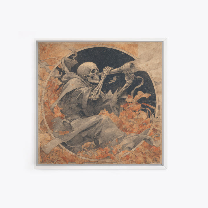 The Skull Astronomer, Decadent Gothic Art, Square Wall Art, Gothic Horror Wall Art, Canvas Print, Halloween Wall Art