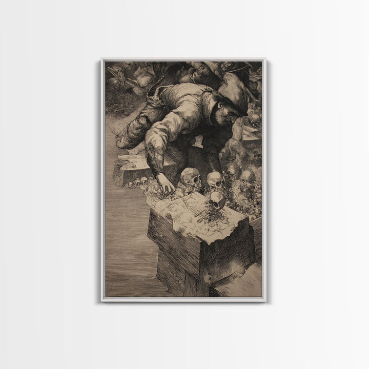 The Cemetery Beekeeper, Renaissance Engraving Art, Vertical Wall Art, Gothic Horror Wall Art, Canvas Print, Halloween Wall Art