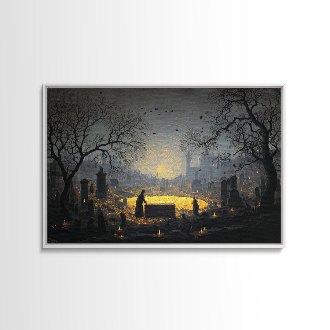 The Cemetery Beekeeper, Romantic Gothic Landscape, Landscape Wall Art, Macabre Wall Art, Framed Canvas Print, Halloween Wall Art