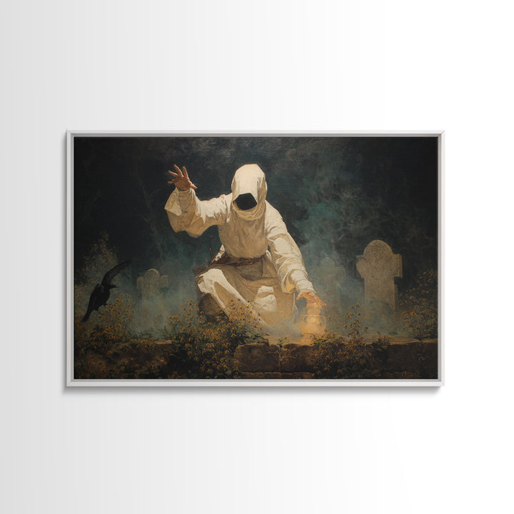 The Cemetery Beekeeper, Symbolist Gothic Landscape, Landscape Wall Art, Dark Fantasy Wall Art, Framed Canvas Print, Halloween Wall Art