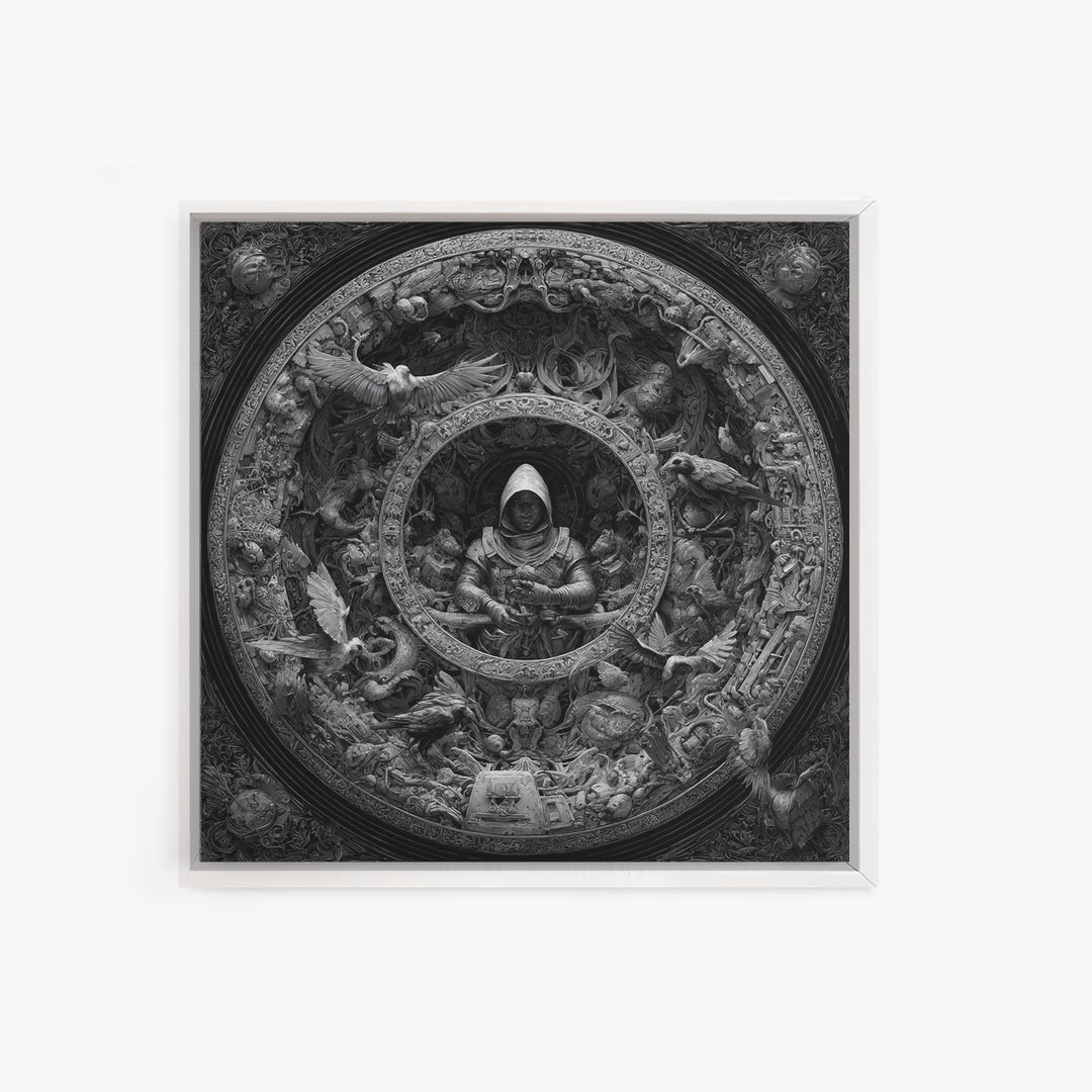 The Cemetery Beekeeper, Biomechanical Horror Art, Square Wall Art, Dark Halloween Decor, Canvas Print, Halloween Wall Art, Macabre Wall Art