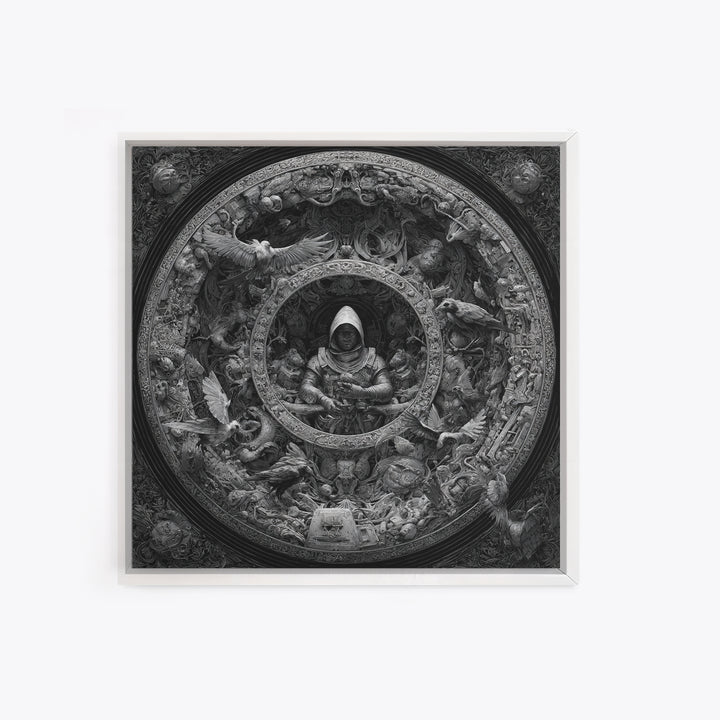 The Cemetery Beekeeper, Biomechanical Horror Art, Square Wall Art, Dark Halloween Decor, Canvas Print, Halloween Wall Art, Macabre Wall Art