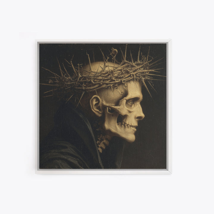 The Thorn-Crowned King, Danse Macabre Art, Square Wall Art, Gothic Horror Wall Art, Framed Canvas Print