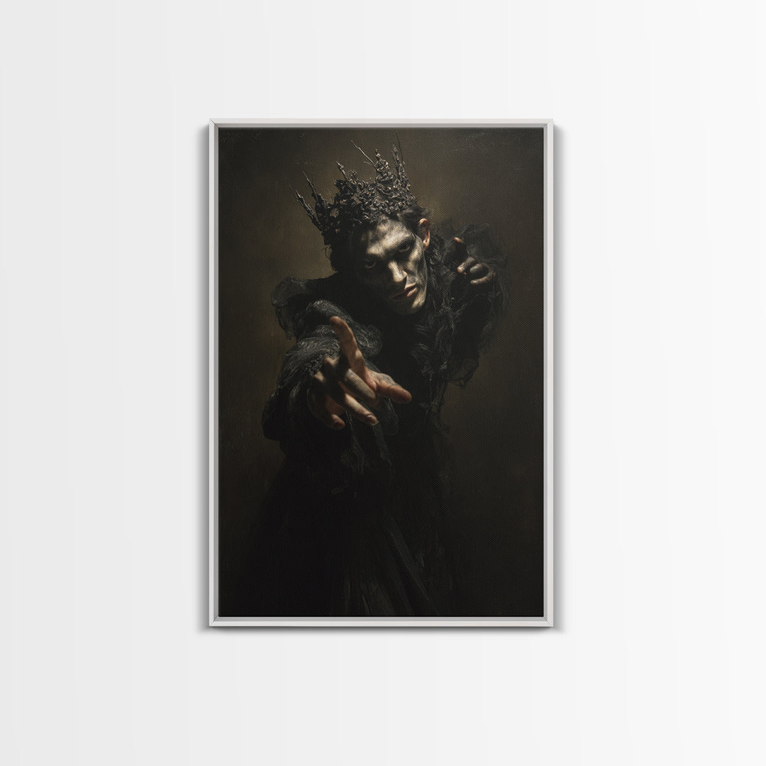 The Thorn-Crowned King, Dark Romantic Horror Art, Vertical Wall Art, Dark Fantasy Wall Art, Canvas Print, Halloween Wall Art