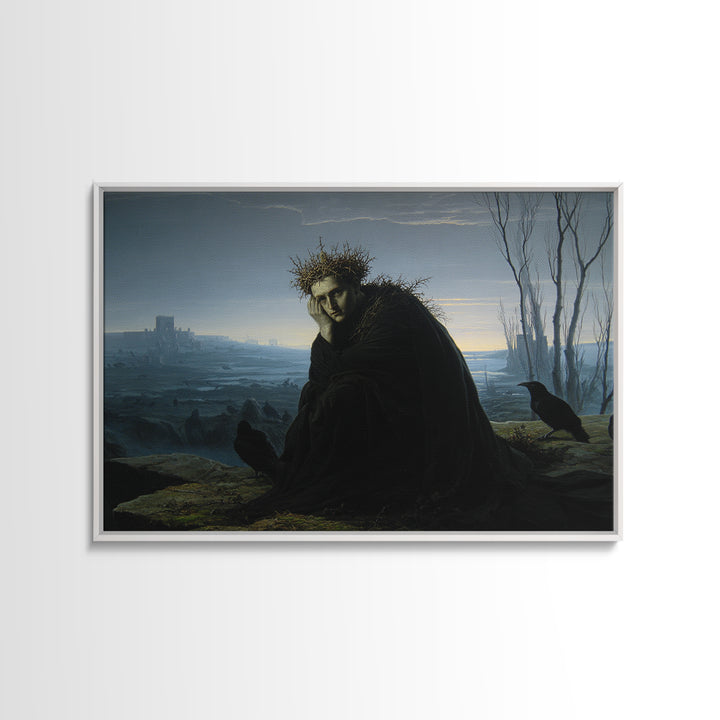 The Thorn-Crowned King, Romantic Gothic Landscape, Landscape Wall Art, Dark Halloween Decor, Canvas Print, Halloween Wall Art