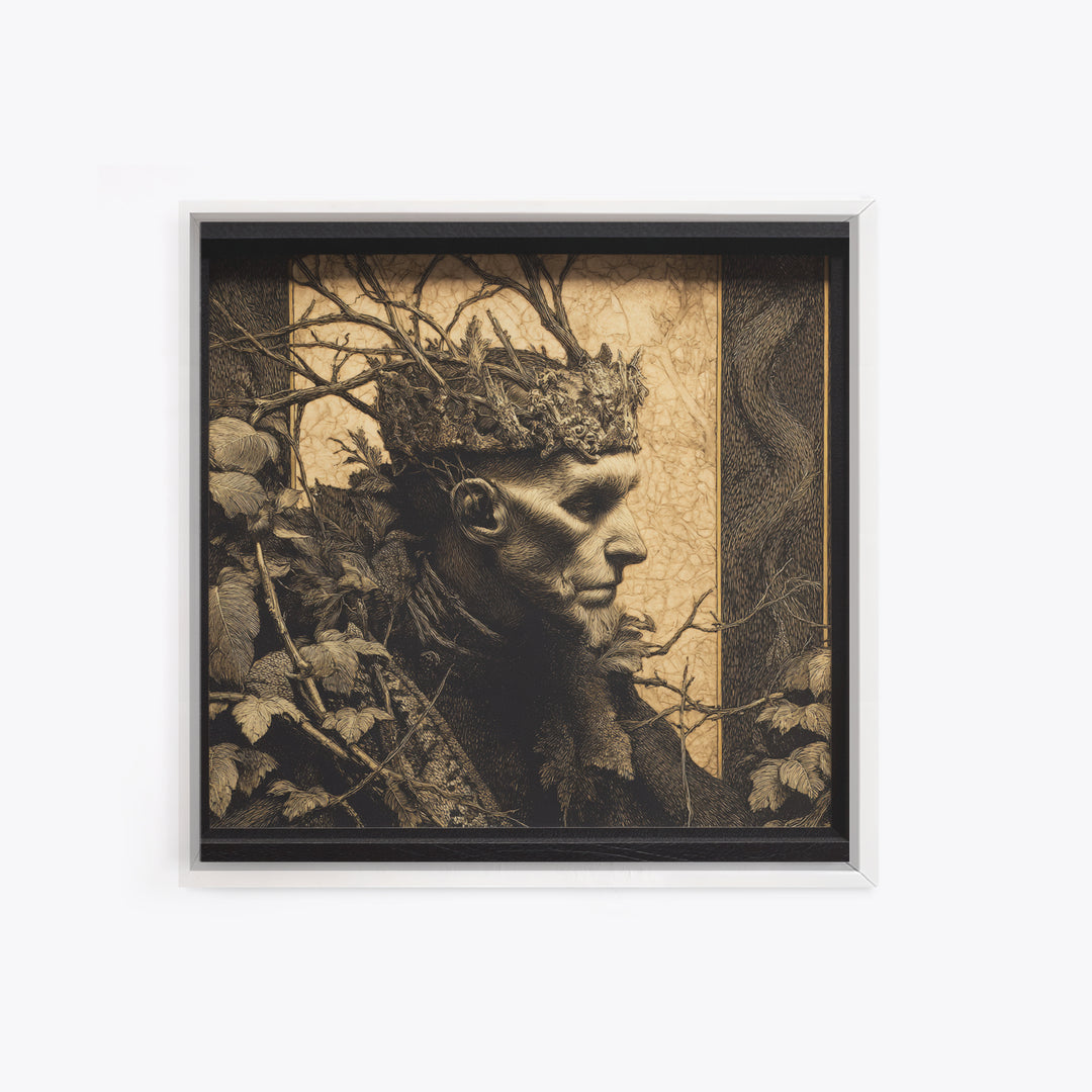 The Thorn-Crowned King, Dark Symbolist Art, Square Wall Art, Gothic Horror Wall Art, Canvas Print, Halloween Wall Art