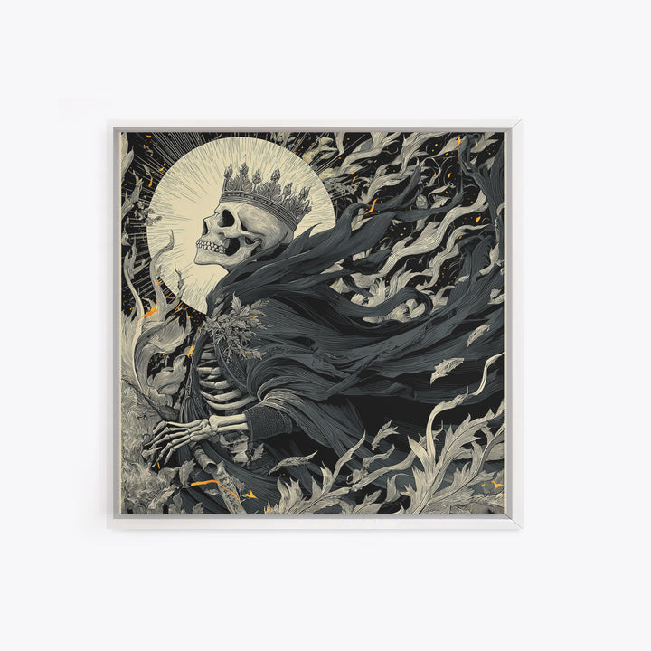 The Thorn-Crowned King, Macabre Folk Print Art, Square Wall Art, Gothic Horror Wall Art, Framed Canvas Print, Halloween Wall Art