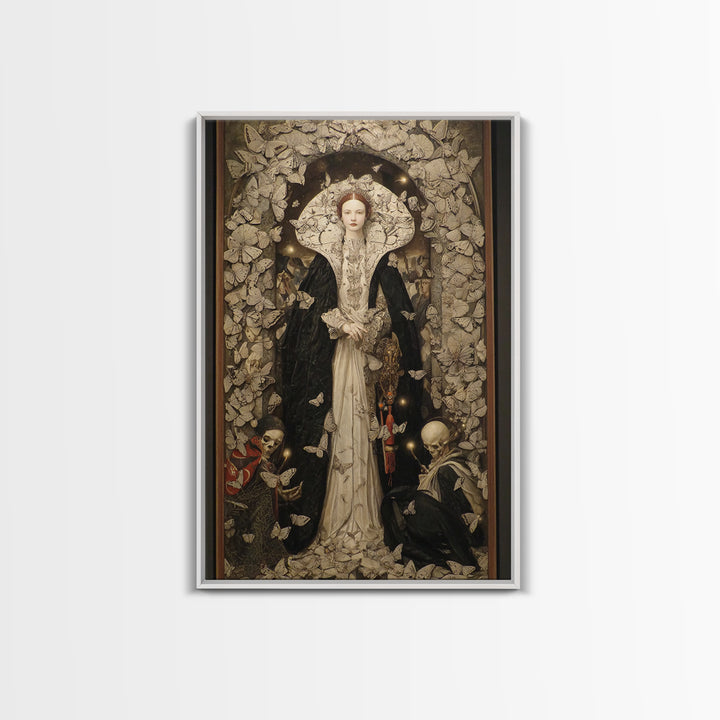 The Moth-Winged Empress, Danse Macabre Art, Vertical Wall Art, Gothic Horror Wall Art, Framed Canvas Print