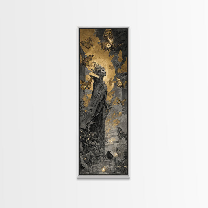 The Moth-Winged Empress, Architectural Etching Art, Tall Narrow Wall Art, Macabre Wall Art, Framed Canvas Print