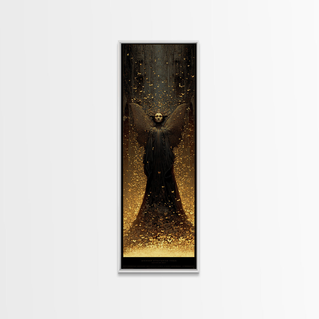 The Moth-Winged Empress, Surreal Apocalyptic Art, Tall Narrow Wall Art, Dark Fantasy Wall Art, Framed Canvas Print, Horror Wall Art