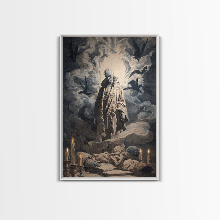 The Ash-Covered Oracle, Gothic Nightmare Art, Vertical Wall Art, Macabre Wall Art, Framed Canvas Print, Halloween Wall Art