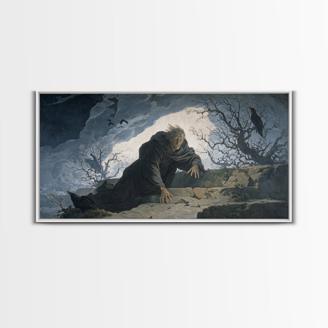 The Ash-Covered Oracle, Romantic Gothic Landscape, Wide Panoramic Art, Macabre Wall Art, Canvas Print, Halloween Wall Art