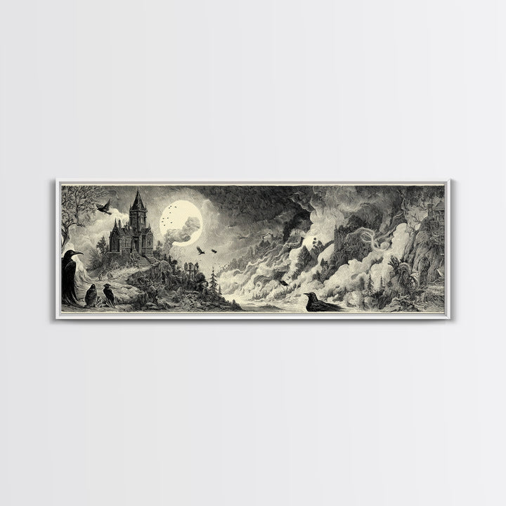 The Ash-Covered Oracle, Victorian Macabre Art, Extra Wide Wall Art, Macabre Wall Art, Canvas Print, Halloween Wall Art, Halloween Decor