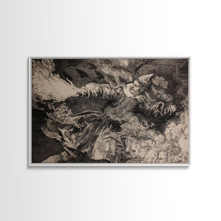 The Ghost Bakery, Renaissance Engraving Art, Landscape Wall Art, Gothic Horror Wall Art, Framed Canvas Print, Halloween Wall Art