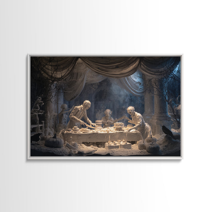 The Ghost Bakery, Gothic Nightmare Art, Landscape Wall Art, Dark Halloween Decor, Framed Canvas Print, Halloween Wall Art