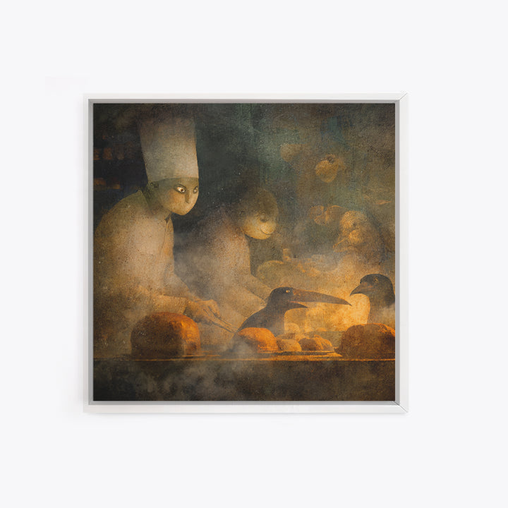 The Ghost Bakery, Symbolist Dream Art, Square Wall Art, Gothic Horror Wall Art, Canvas Print, Halloween Wall Art, Seasonal Home Decor