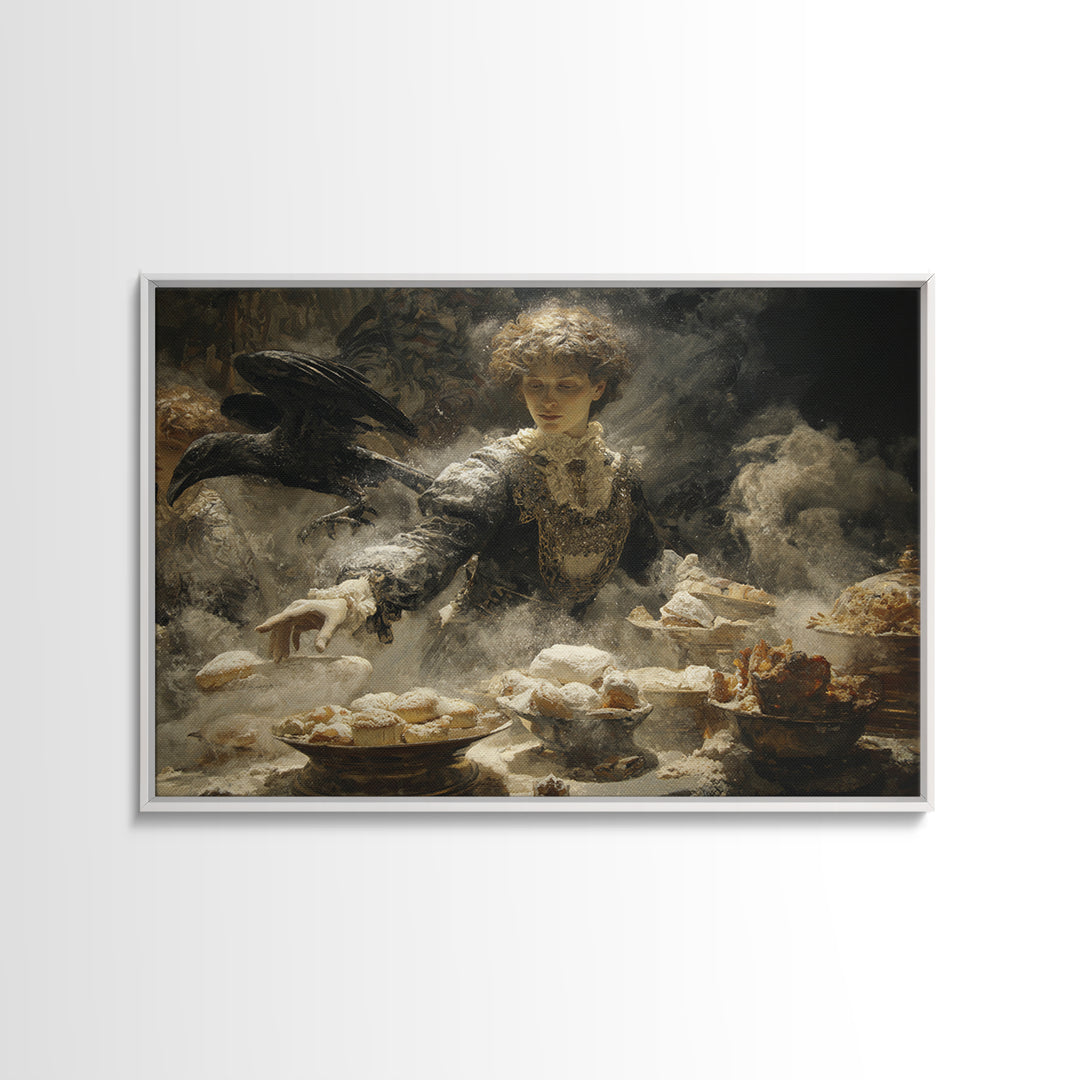 The Ghost Bakery, Ornate Symbolist Art, Landscape Wall Art, Gothic Horror Wall Art, Canvas Print, Halloween Wall Art