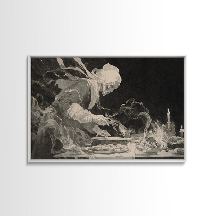 The Ghost Bakery, Decadent Gothic Art, Landscape Wall Art, Macabre Wall Art, Framed Canvas Print, Halloween Wall Art