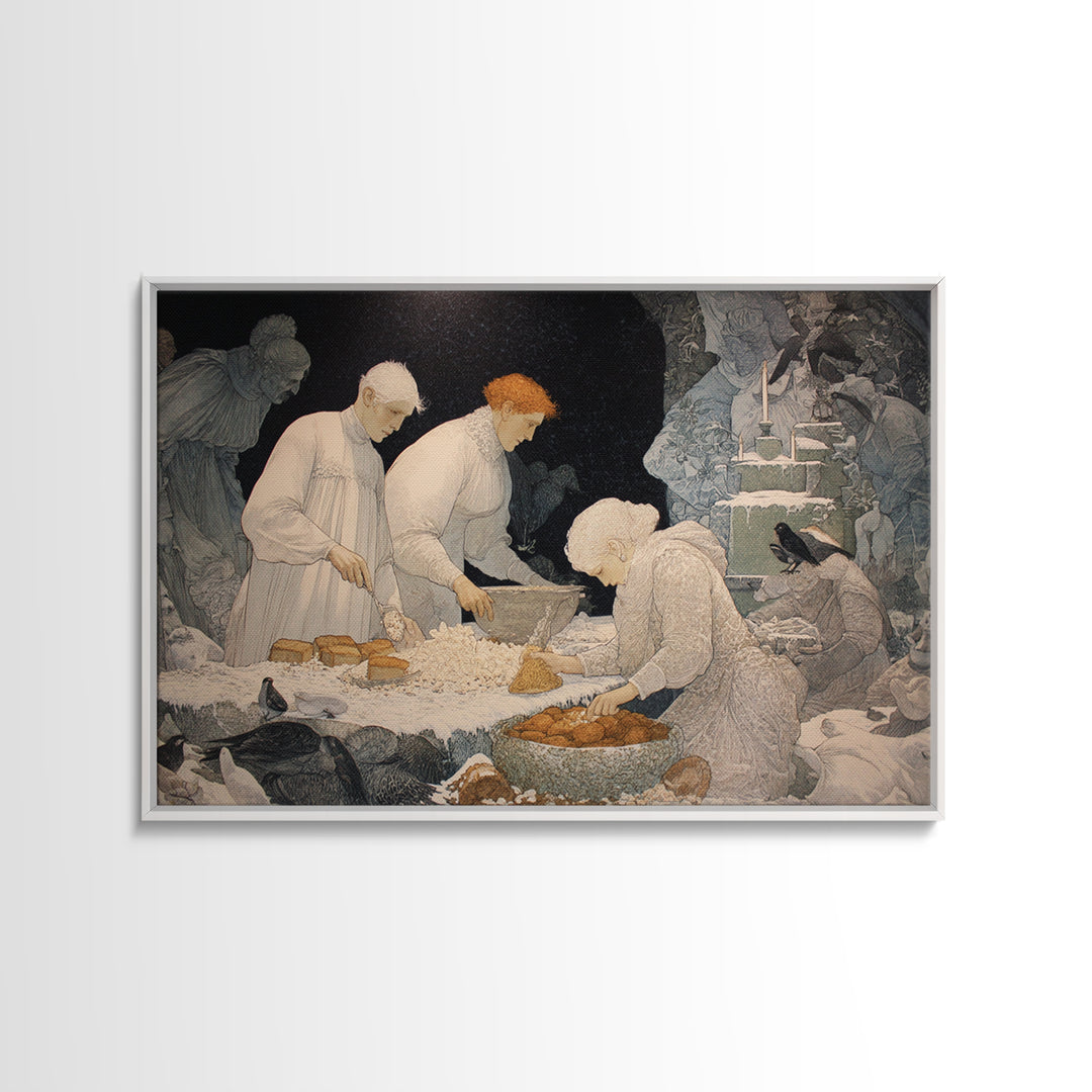 The Ghost Bakery, Symbolist Death Art, Landscape Wall Art, Gothic Horror Wall Art, Canvas Print, Halloween Wall Art