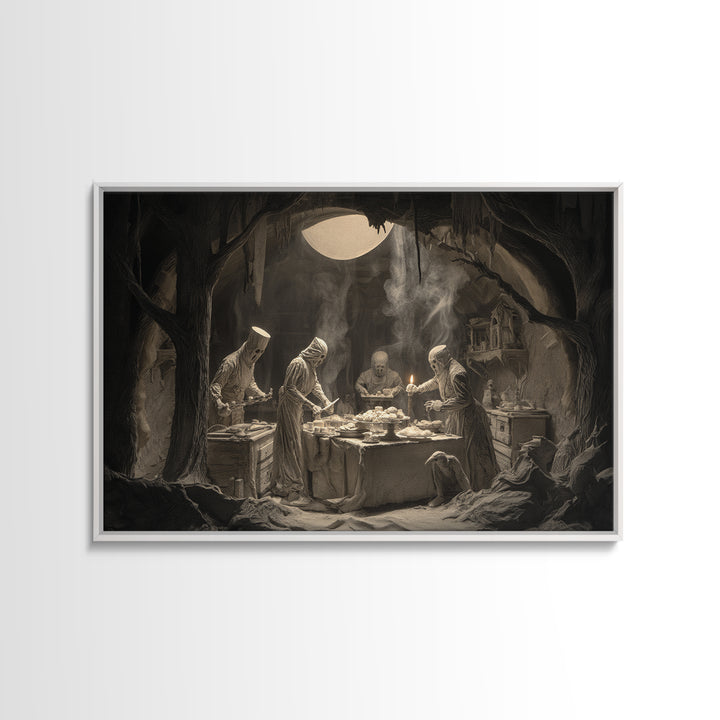 The Ghost Bakery, Expressionist Nightmare Art, Landscape Wall Art, Dark Halloween Decor, Canvas Print, Halloween Wall Art
