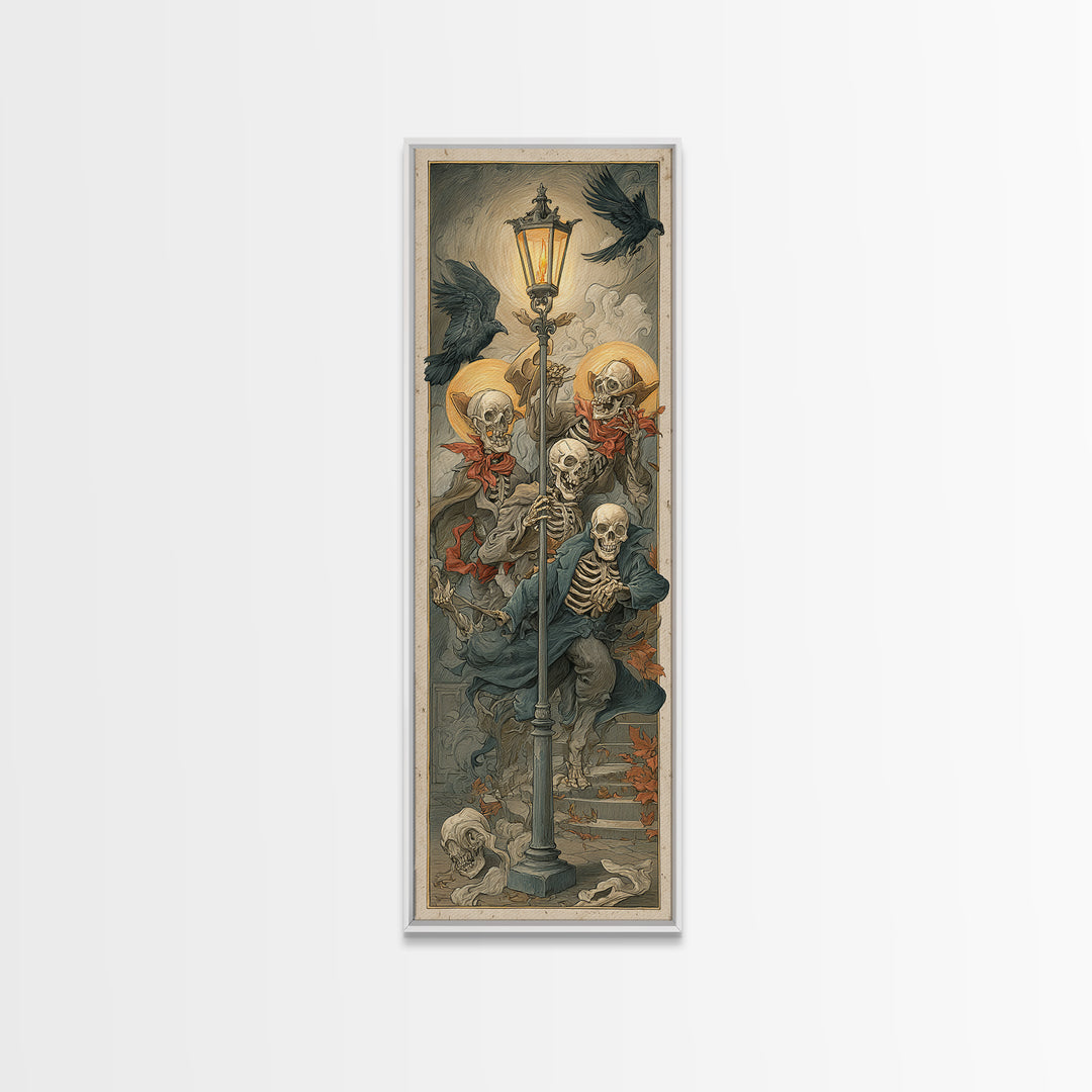 The Skeleton Barbershop Quartet, Dark Renaissance Art, Tall Narrow Wall Art, Gothic Horror Wall Art, Framed Canvas Print