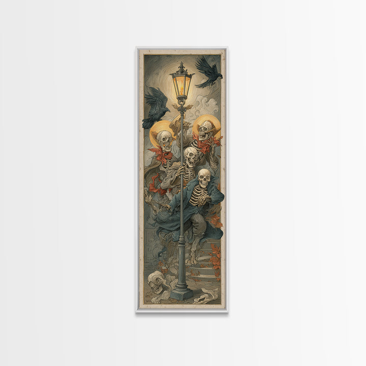 The Skeleton Barbershop Quartet, Dark Renaissance Art, Tall Narrow Wall Art, Gothic Horror Wall Art, Framed Canvas Print