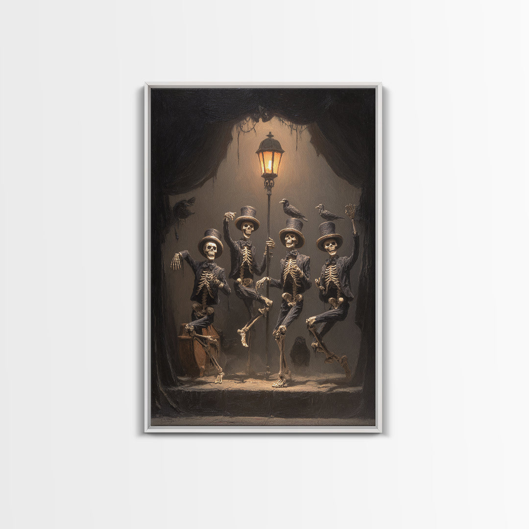 The Skeleton Barbershop Quartet, Dark Romantic Horror Art, Vertical Wall Art, Gothic Horror Wall Art, Canvas Print, Halloween Wall Art