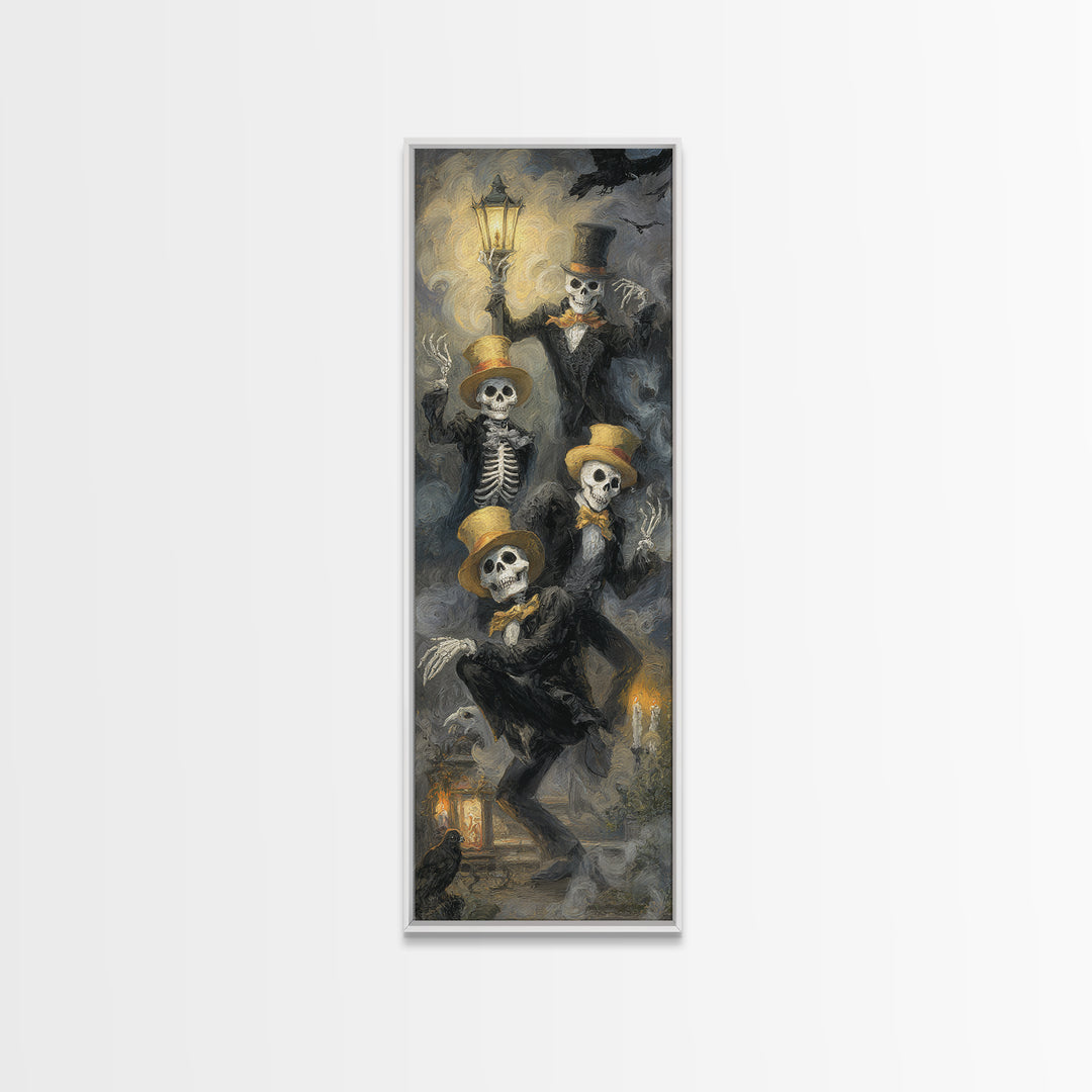 The Skeleton Barbershop Quartet, Gothic Nightmare Art, Tall Narrow Wall Art, Macabre Wall Art, Canvas Print, Halloween Wall Art