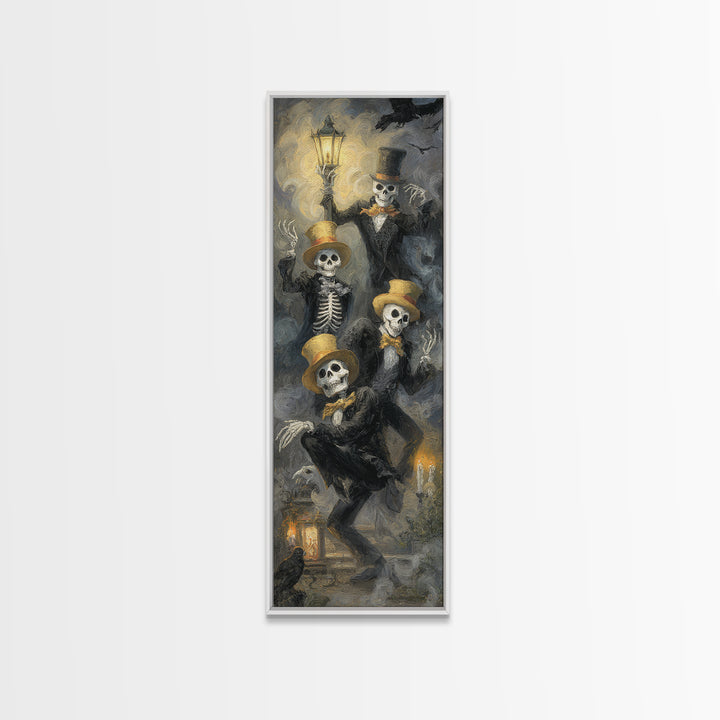 The Skeleton Barbershop Quartet, Gothic Nightmare Art, Tall Narrow Wall Art, Macabre Wall Art, Canvas Print, Halloween Wall Art