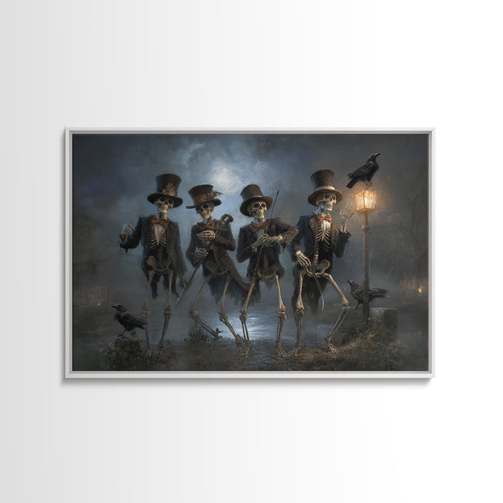 The Skeleton Barbershop Quartet, Symbolist Gothic Landscape, Landscape Wall Art, Dark Fantasy Wall Art, Framed Canvas Print