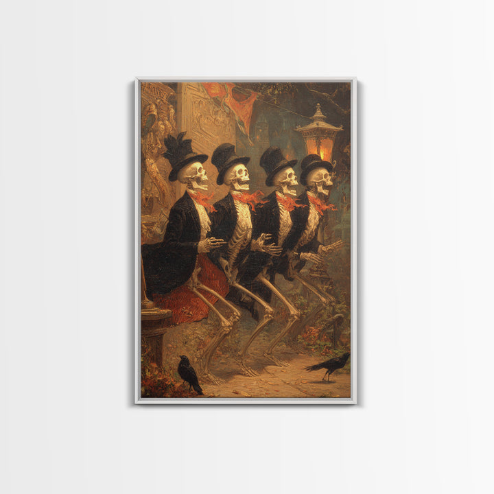 The Skeleton Barbershop Quartet, Ornate Symbolist Art, Vertical Wall Art, Macabre Wall Art, Canvas Print, Halloween Wall Art