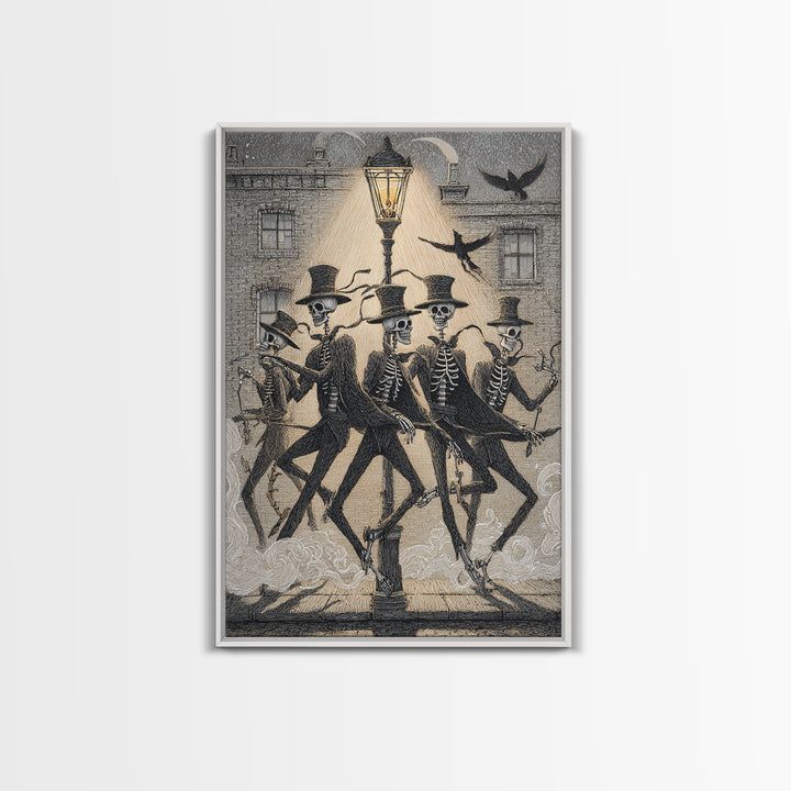 The Skeleton Barbershop Quartet, Victorian Macabre Art, Vertical Wall Art, Macabre Wall Art, Framed Canvas Print, Halloween Wall Art