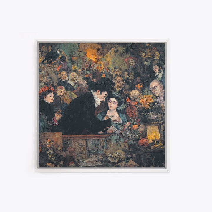 The Vampire Florist, Grotesque Carnival Art, Square Wall Art, Dark Fantasy Wall Art, Framed Canvas Print, Halloween Wall Art