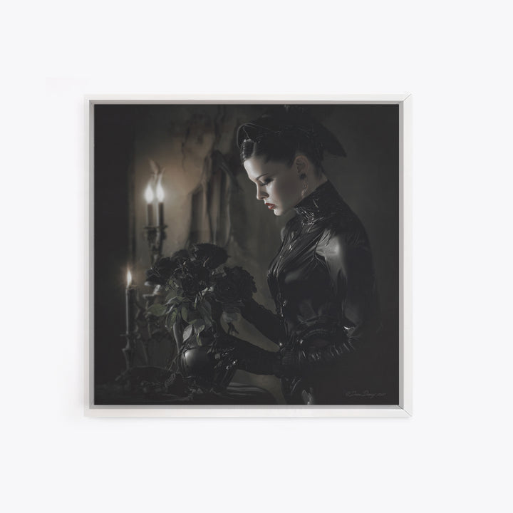 The Vampire Florist, Biomechanical Horror Art, Square Wall Art, Macabre Wall Art, Framed Canvas Print, Halloween Wall Art, Halloween Decor
