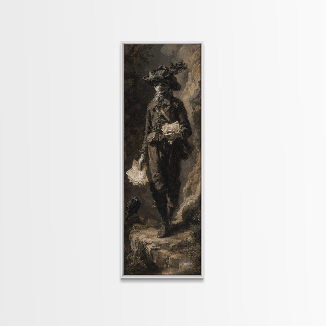 The Mummy Mail Carrier, Baroque Witchcraft Art, Tall Narrow Wall Art, Gothic Horror Wall Art, Canvas Print, Halloween Wall Art